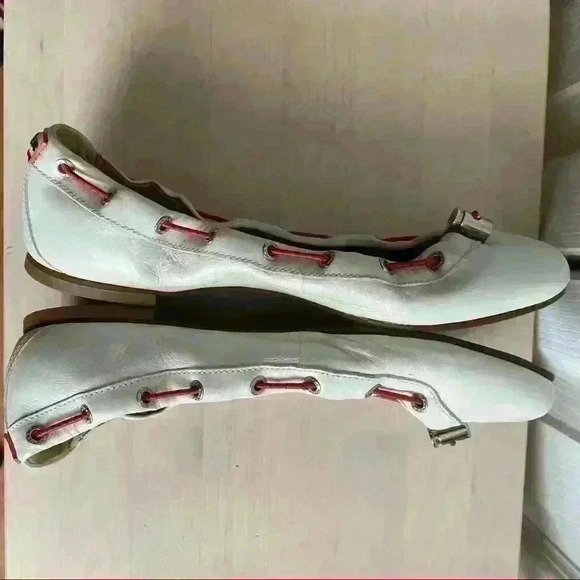 Hunter Dominica White Leather Flats Pull Tie 8 - Picture 8 of 10